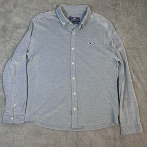 Vineyard Vines Men's L Blue‎ Button Down Shirt 100% Pima Cotton Whale Logo